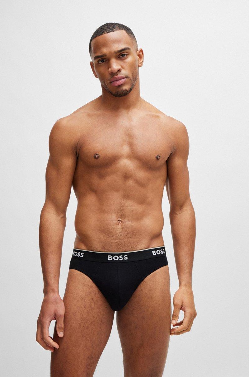 Hugo Boss Paquete de tres slips en algodón elástico con logos en la cinturilla Rebajas online