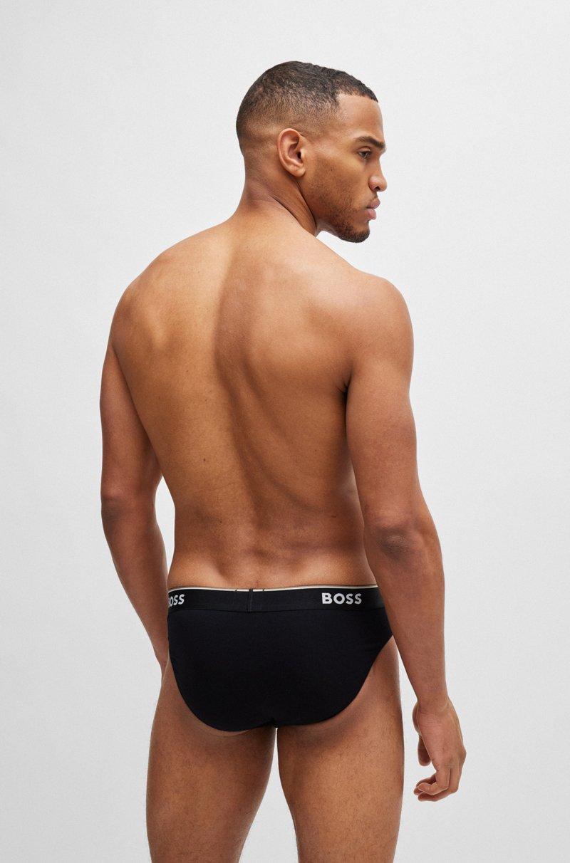 Hugo Boss Paquete de tres slips en algodón elástico con logos en la cinturilla Rebajas online