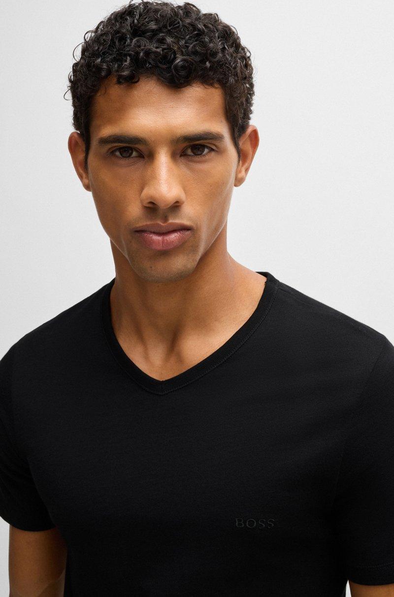 Hugo Boss Paquete de tres camisetas de punto de algodón con cuello en pico Último día