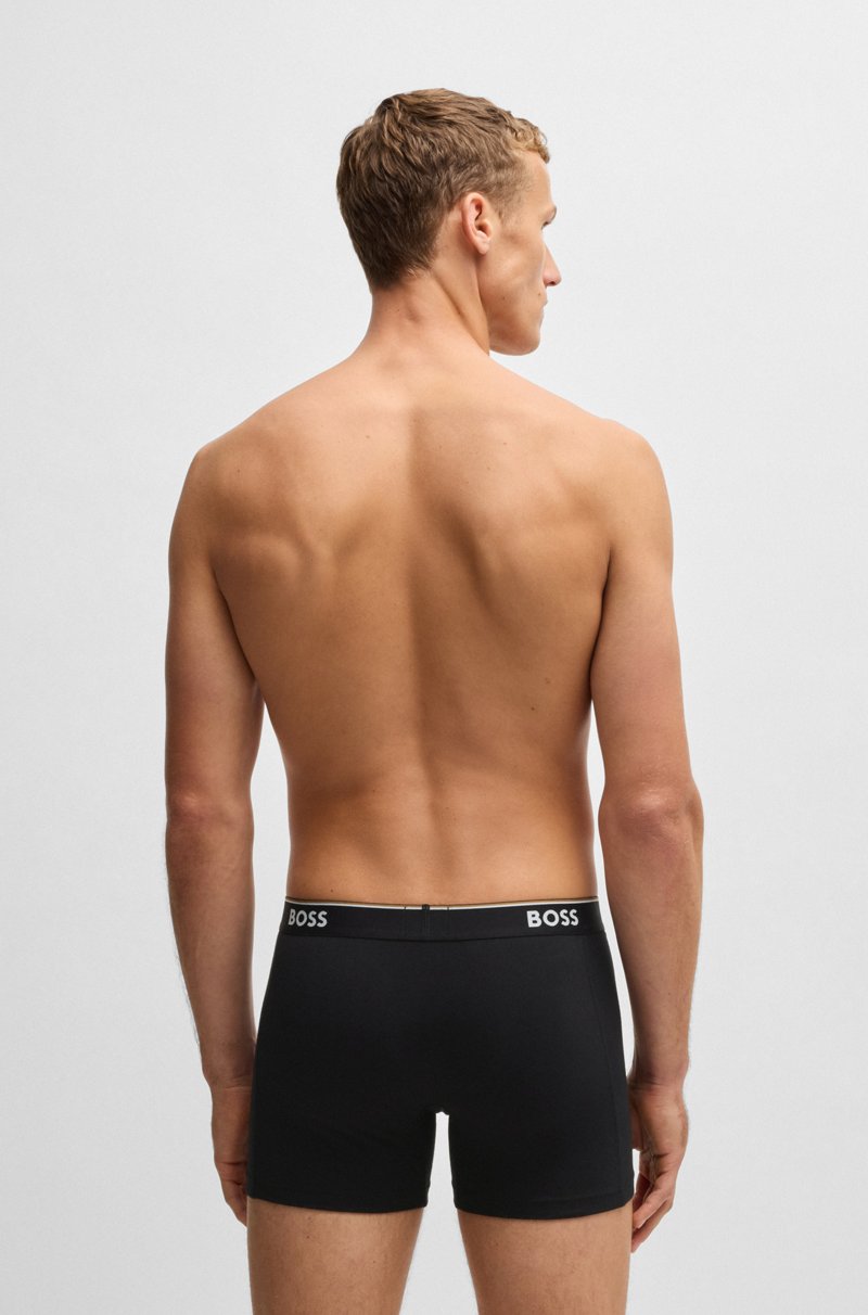 Hugo Boss Paquete de tres calzoncillos bóxer en algodón elástico con logos Solo hoy