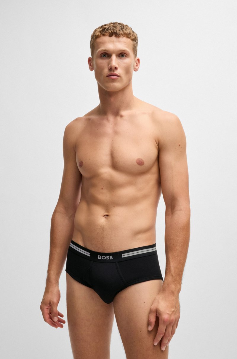 Hugo Boss Calzoncillos slip en canalé de algodón con bragueta y logo en la cintura Oferta especial de fábrica