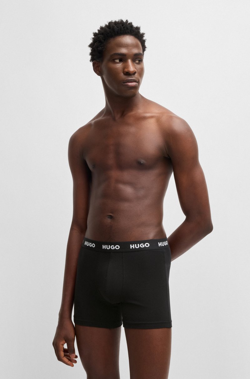 Hugo Boss Paquete de tres calzoncillos bóxer largos en algodón elástico Tienda de fábrica