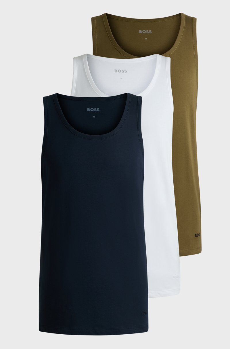 Hugo Boss Paquete de tres camisetas interiores de algodón con logos bordados