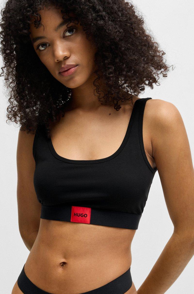 Hugo Boss Bralette de algodón elástico con etiqueta con logo roja Oferta exclusiva