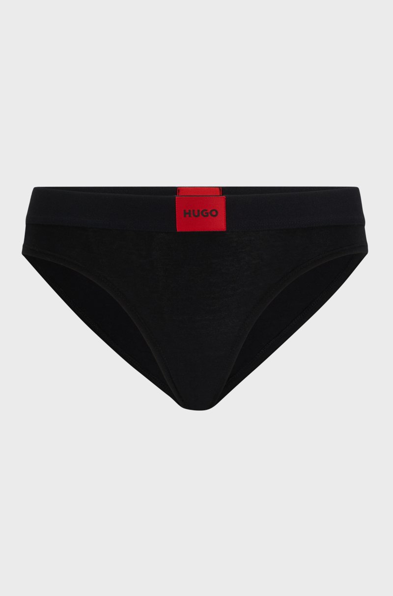 Hugo Boss Braguitas de tiro medio en algodón elástico con etiqueta con logo Última moda