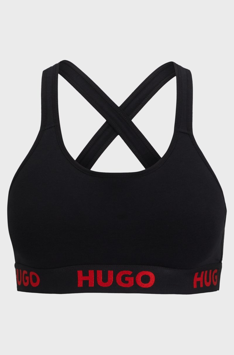 Hugo Boss Bralette de espalda cruzada de algodón elástico con cinta de logos Descuento por venta flash