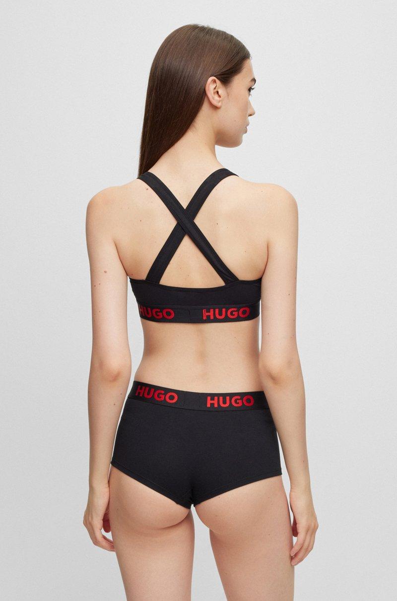 Hugo Boss Bralette de espalda cruzada de algodón elástico con cinta de logos Descuento por venta flash