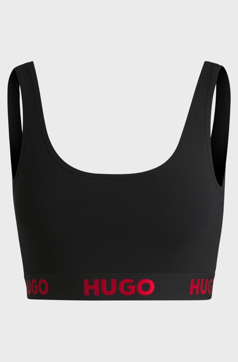 Hugo Boss Bralette de algodón elástico con logos en la cinta Ofertas de temporada