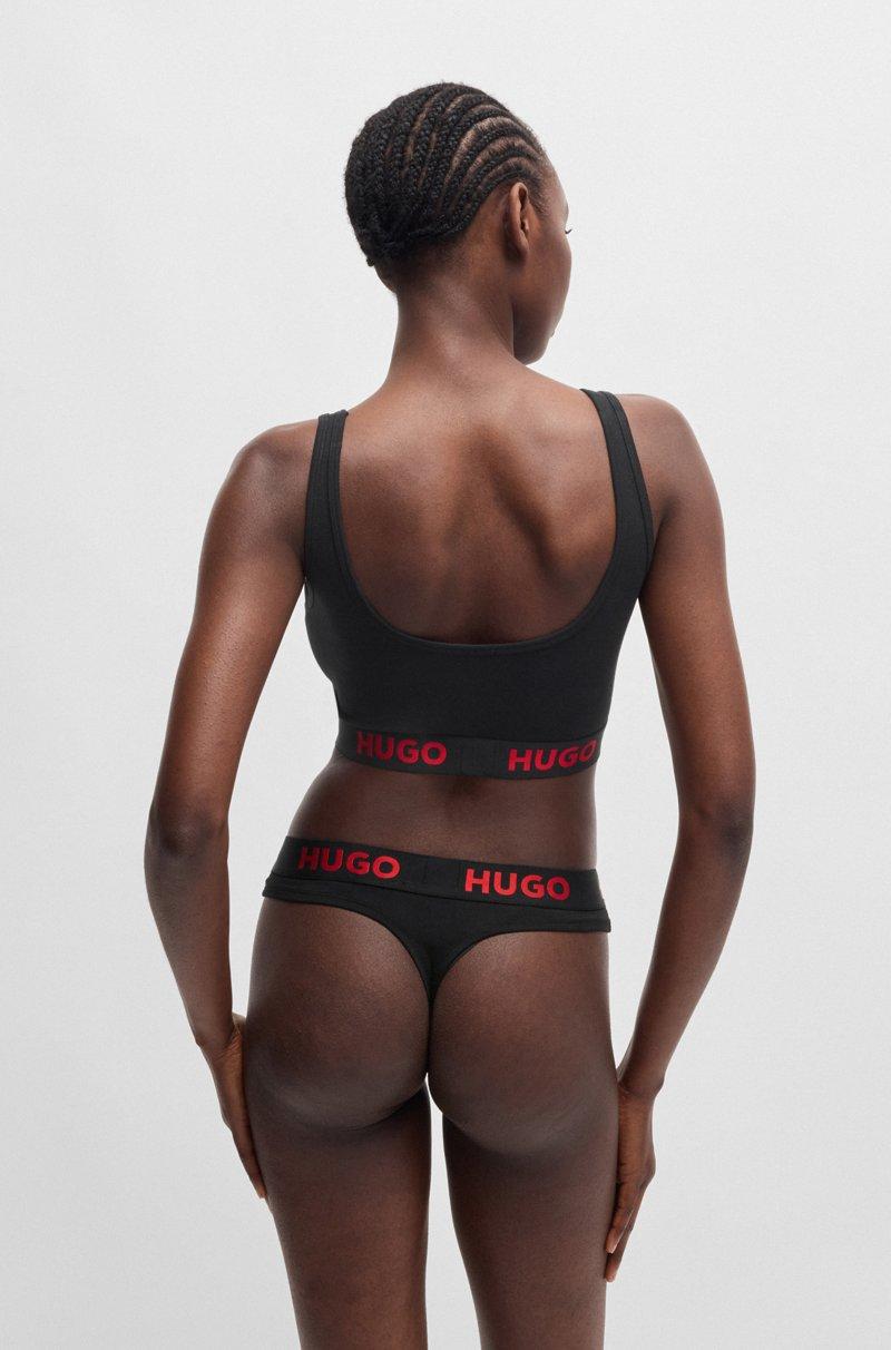 Hugo Boss Bralette de algodón elástico con logos en la cinta Ofertas de temporada
