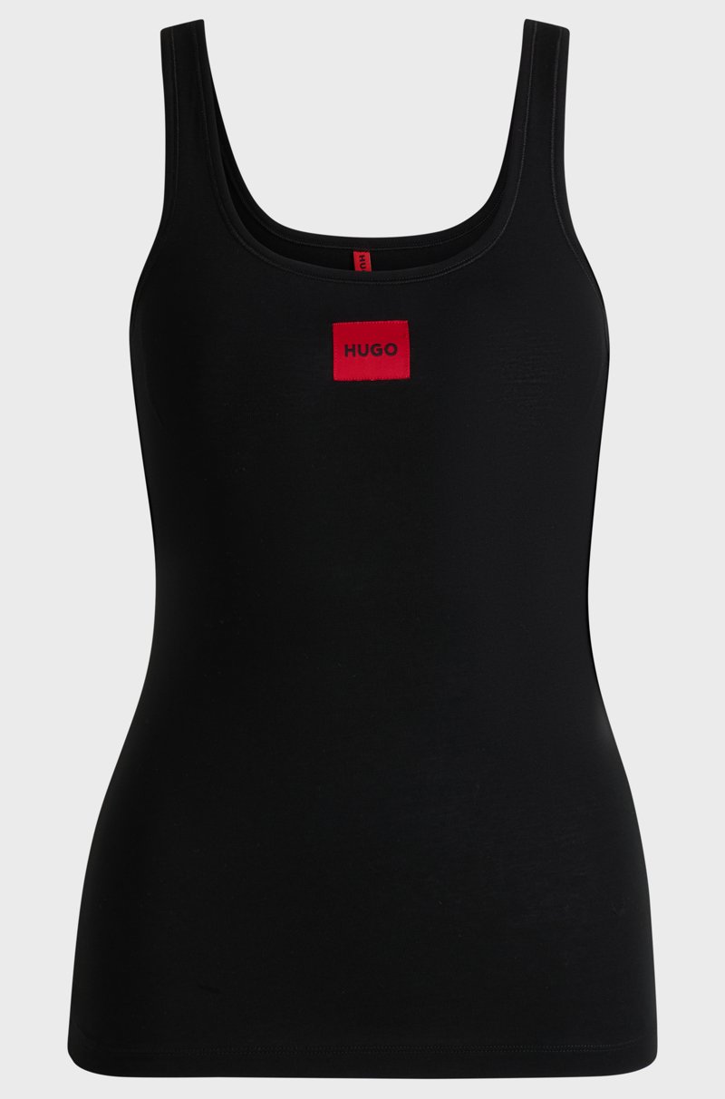 Hugo Boss Camiseta de tirantes de algodón elástico con etiqueta con logo en rojo Outlet