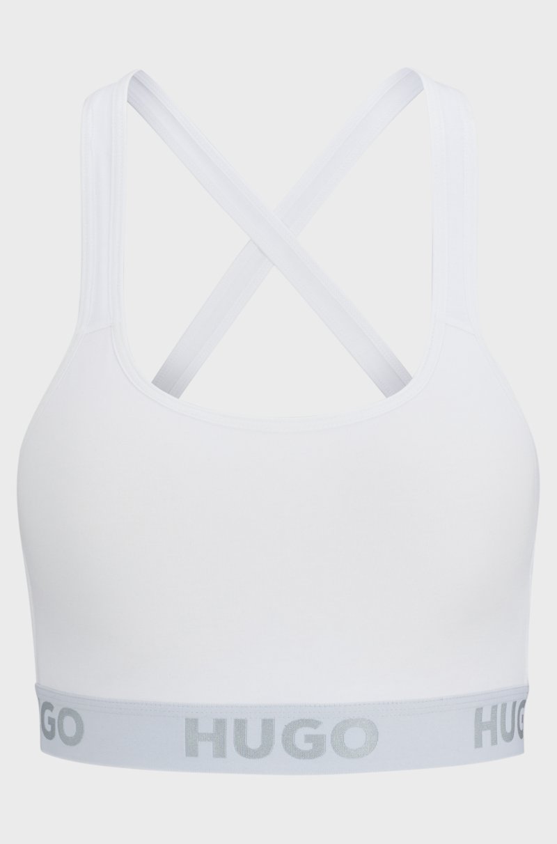 Hugo Boss Bralette de espalda cruzada de algodón elástico con cinta de logos Outlet online