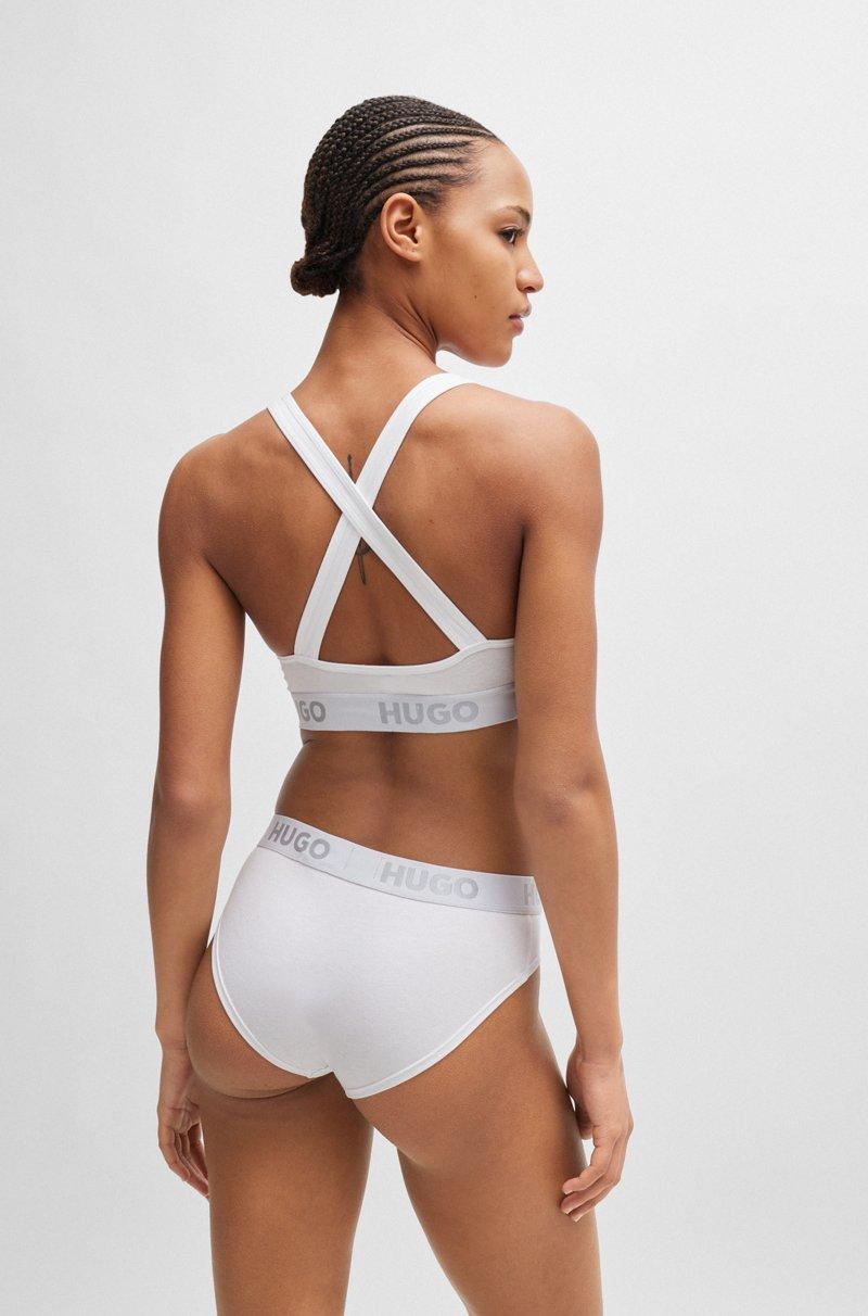 Hugo Boss Bralette de espalda cruzada de algodón elástico con cinta de logos Outlet online