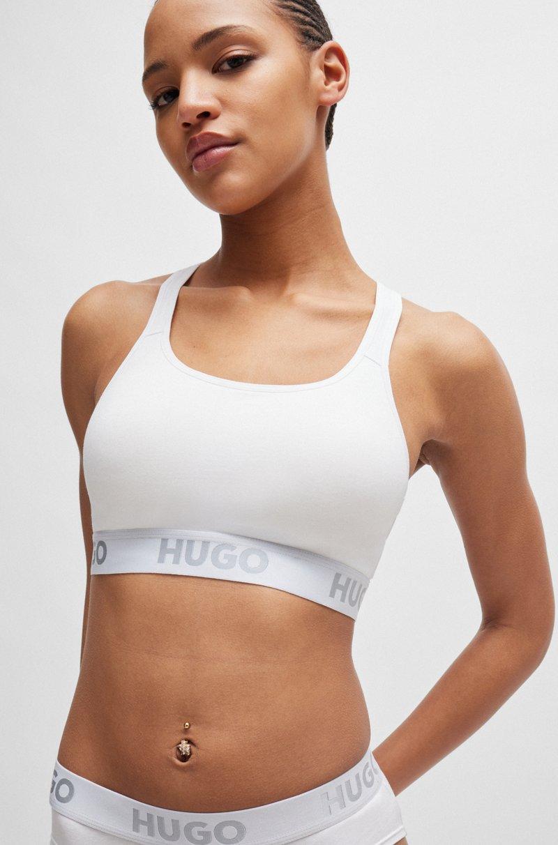 Hugo Boss Bralette de espalda cruzada de algodón elástico con cinta de logos Outlet online