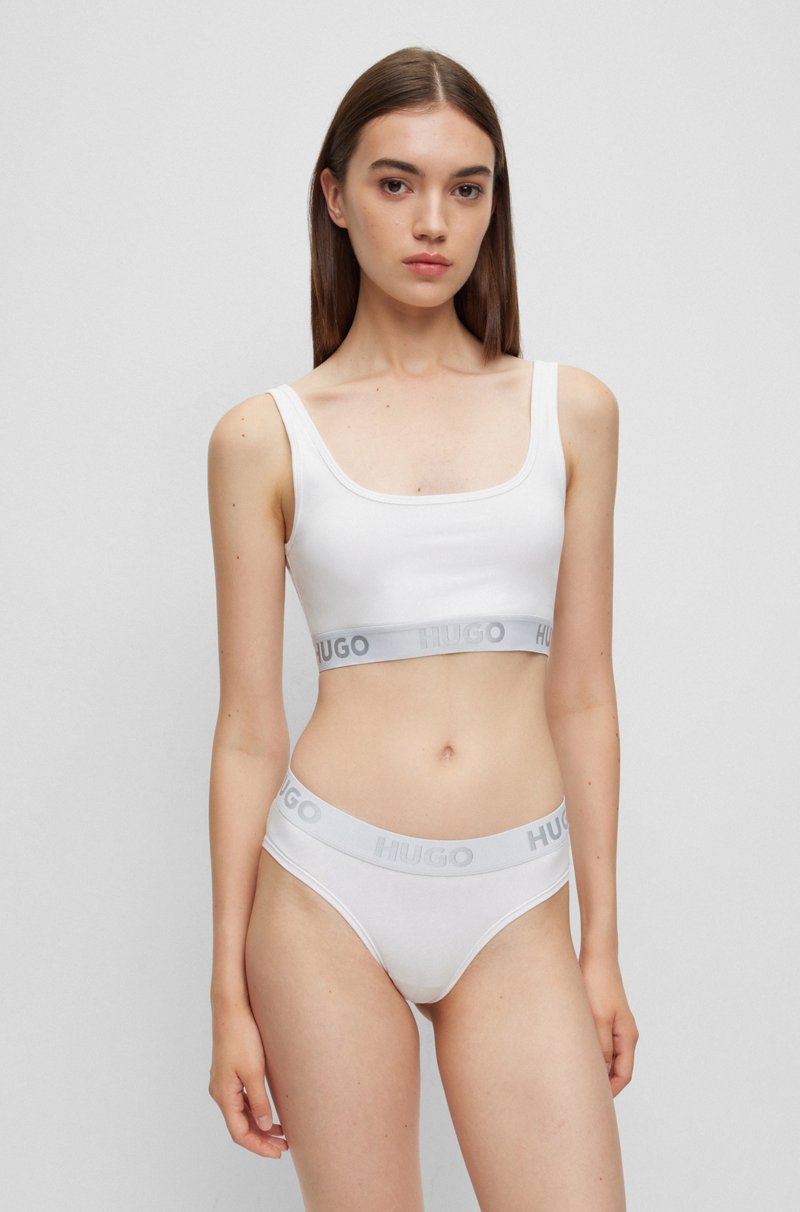 Hugo Boss Bralette de algodón elástico con logos en la cinta Ofertas