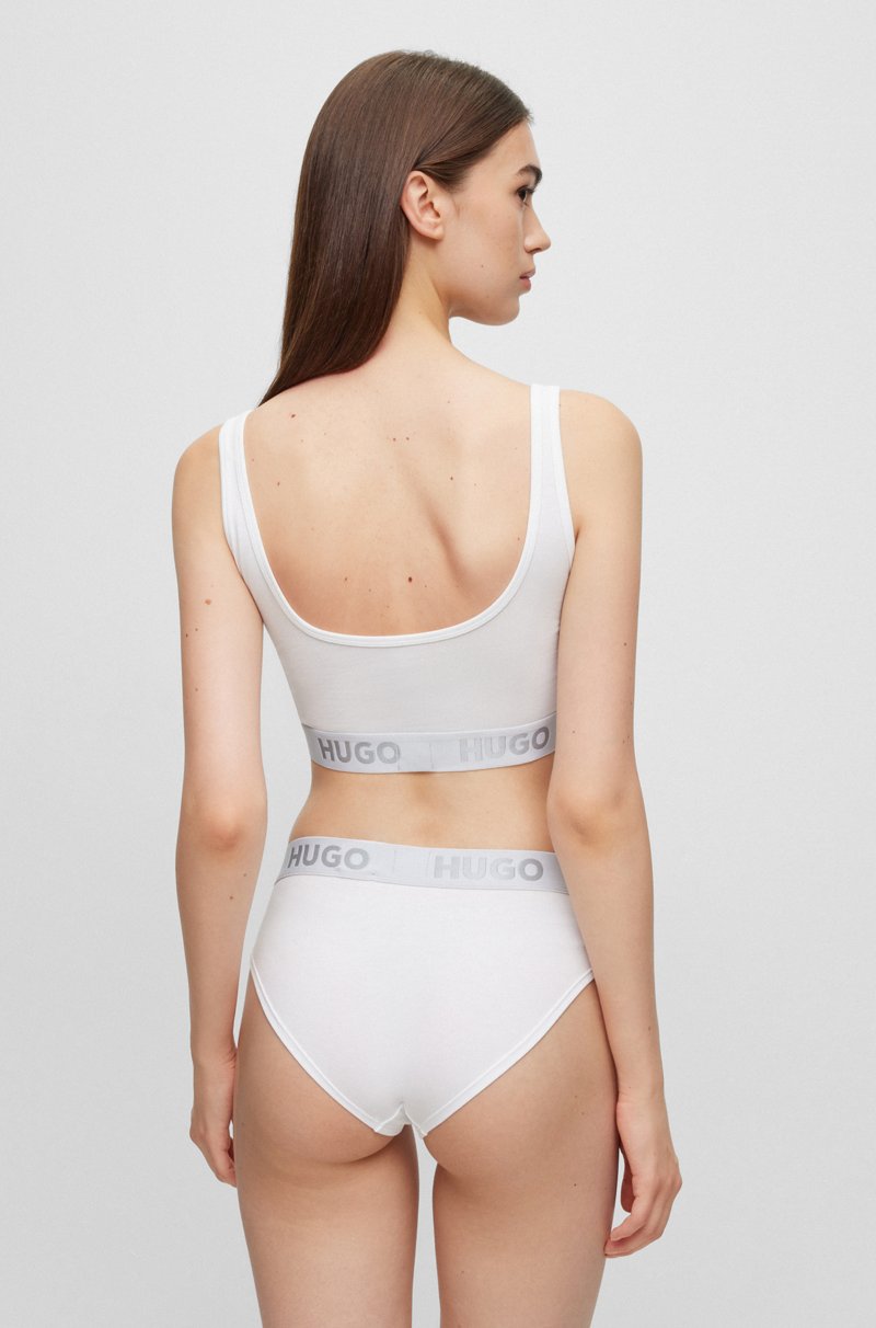 Hugo Boss Bralette de algodón elástico con logos en la cinta Ofertas
