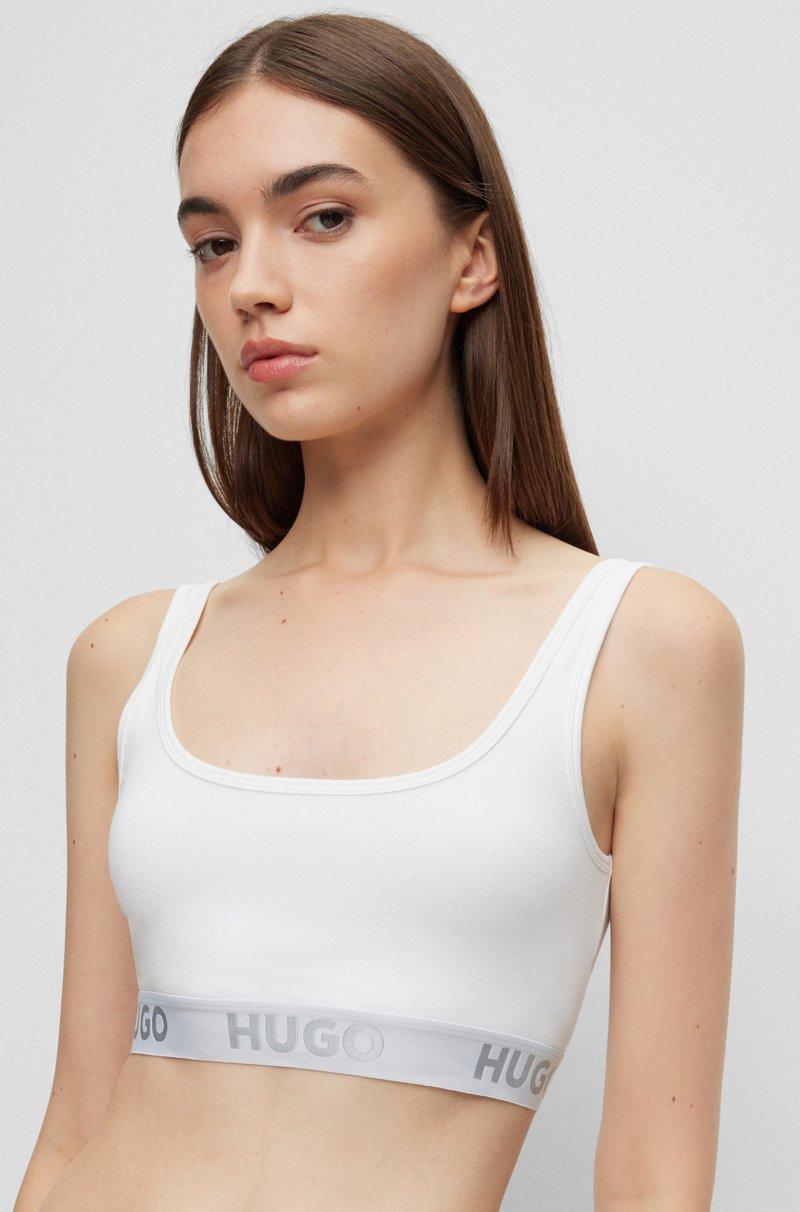 Hugo Boss Bralette de algodón elástico con logos en la cinta Ofertas