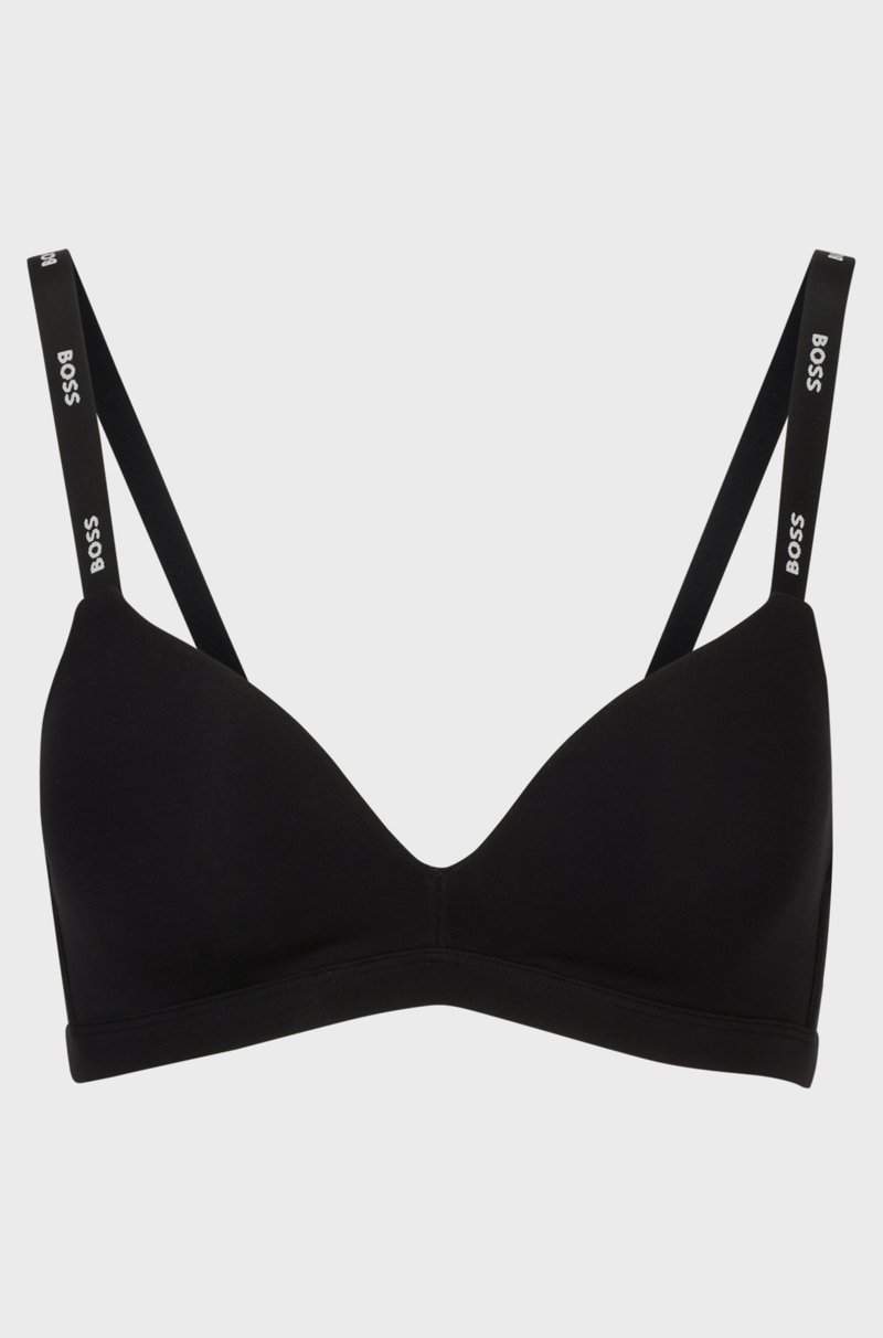 Hugo Boss Sujetador triangular de punto elástico con logos en las tiras En oferta