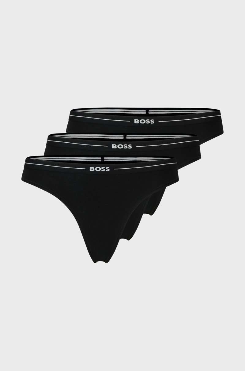 Hugo Boss Paquete de tres tangas de algodón elástico con logo en la cintura Liquidación