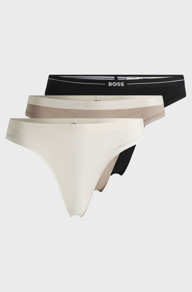 Hugo Boss Paquete de tres tangas de algodón elástico con logo en la cintura Mejor oferta