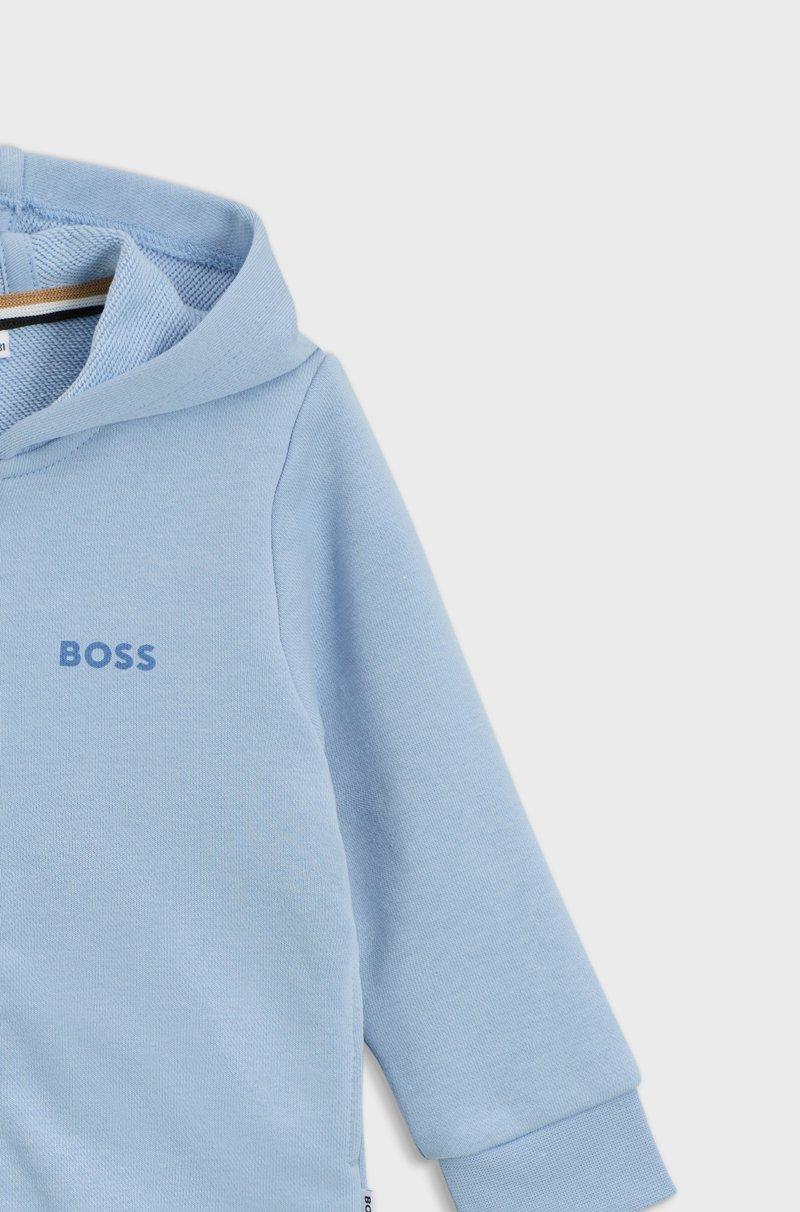 Hugo Boss Sudadera con capucha para niños de algodón con cremallera y logo estampado Último día