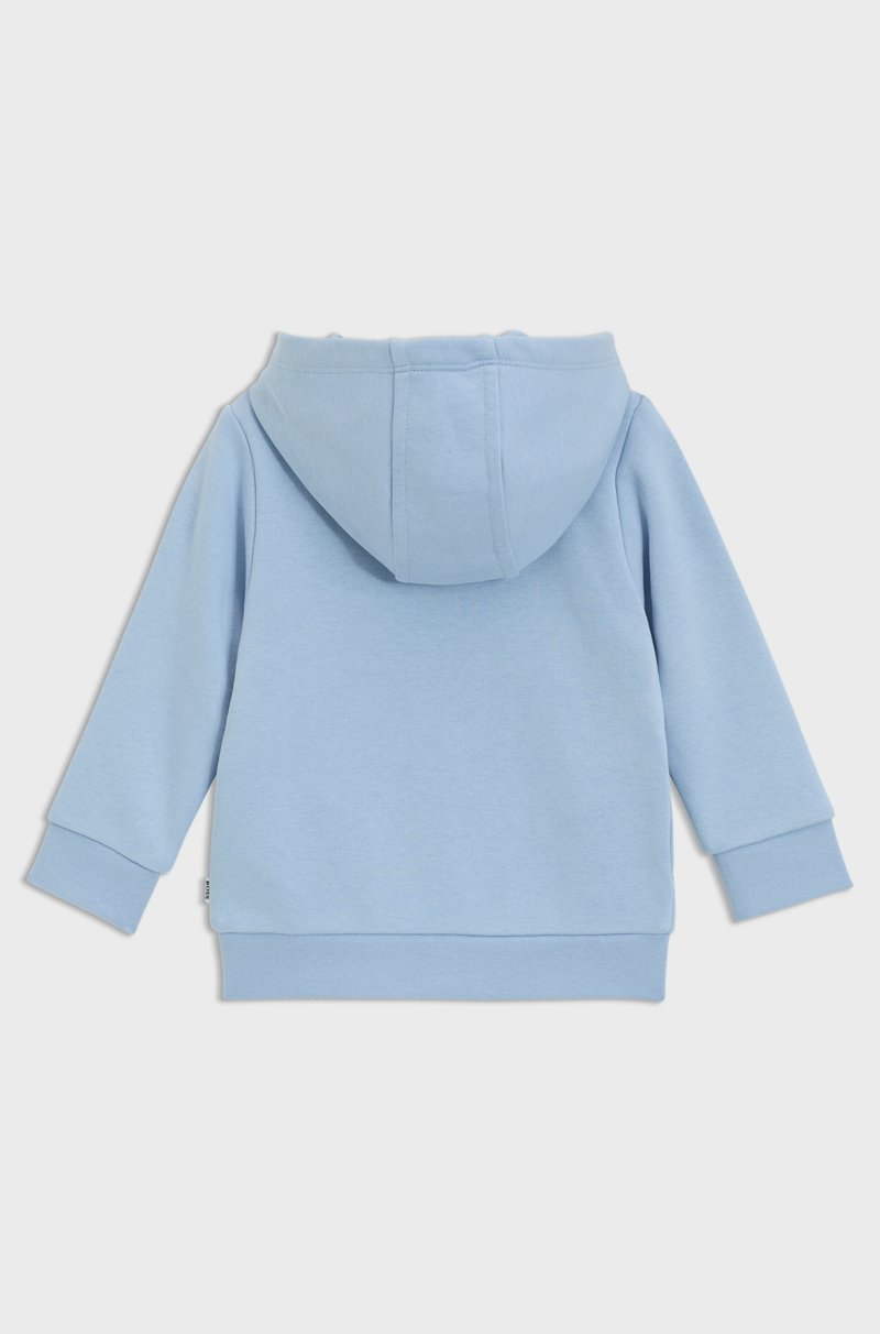 Hugo Boss Sudadera con capucha para niños de algodón con cremallera y logo estampado Último día
