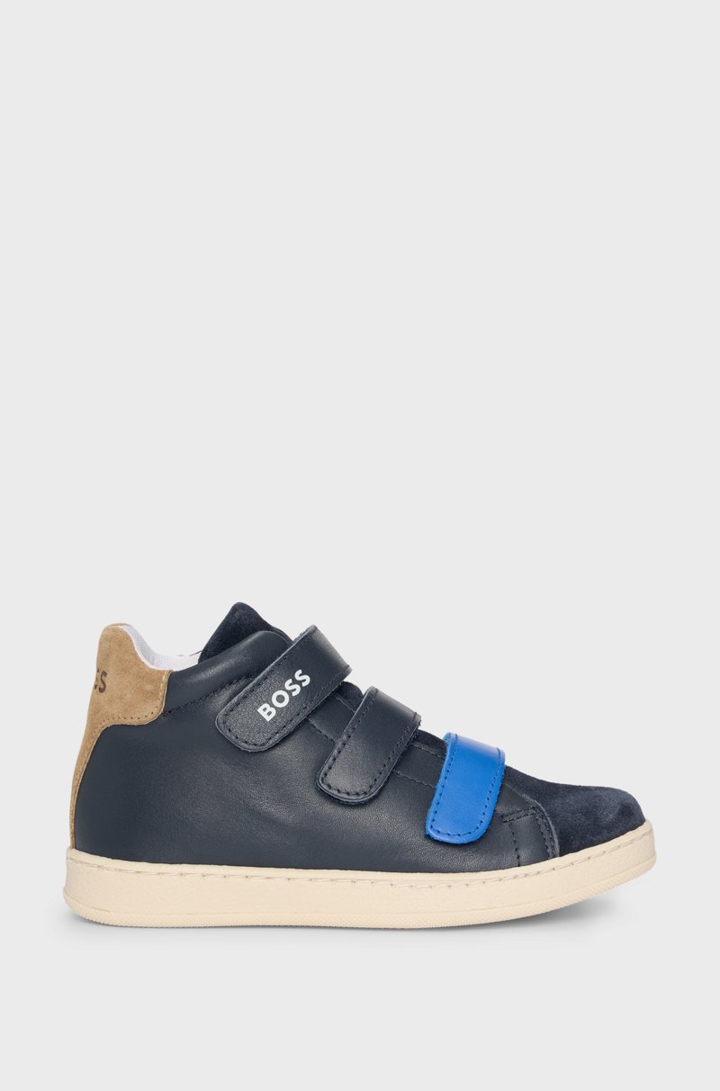 Hugo Boss Deportivas de piel para niños con tiras de cierre por contacto adornadas con la marca