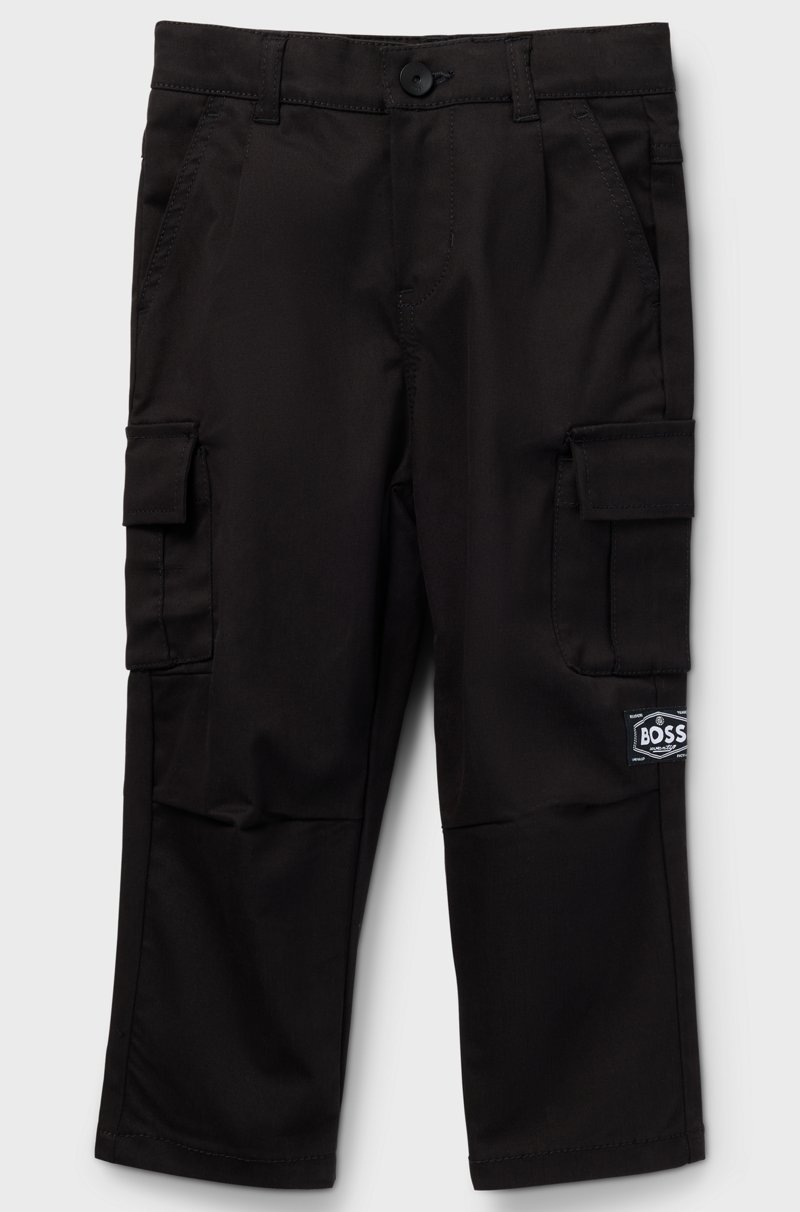 Hugo Boss Pantalones tapered fit en sarga de algodón elástico para niños Solo hoy