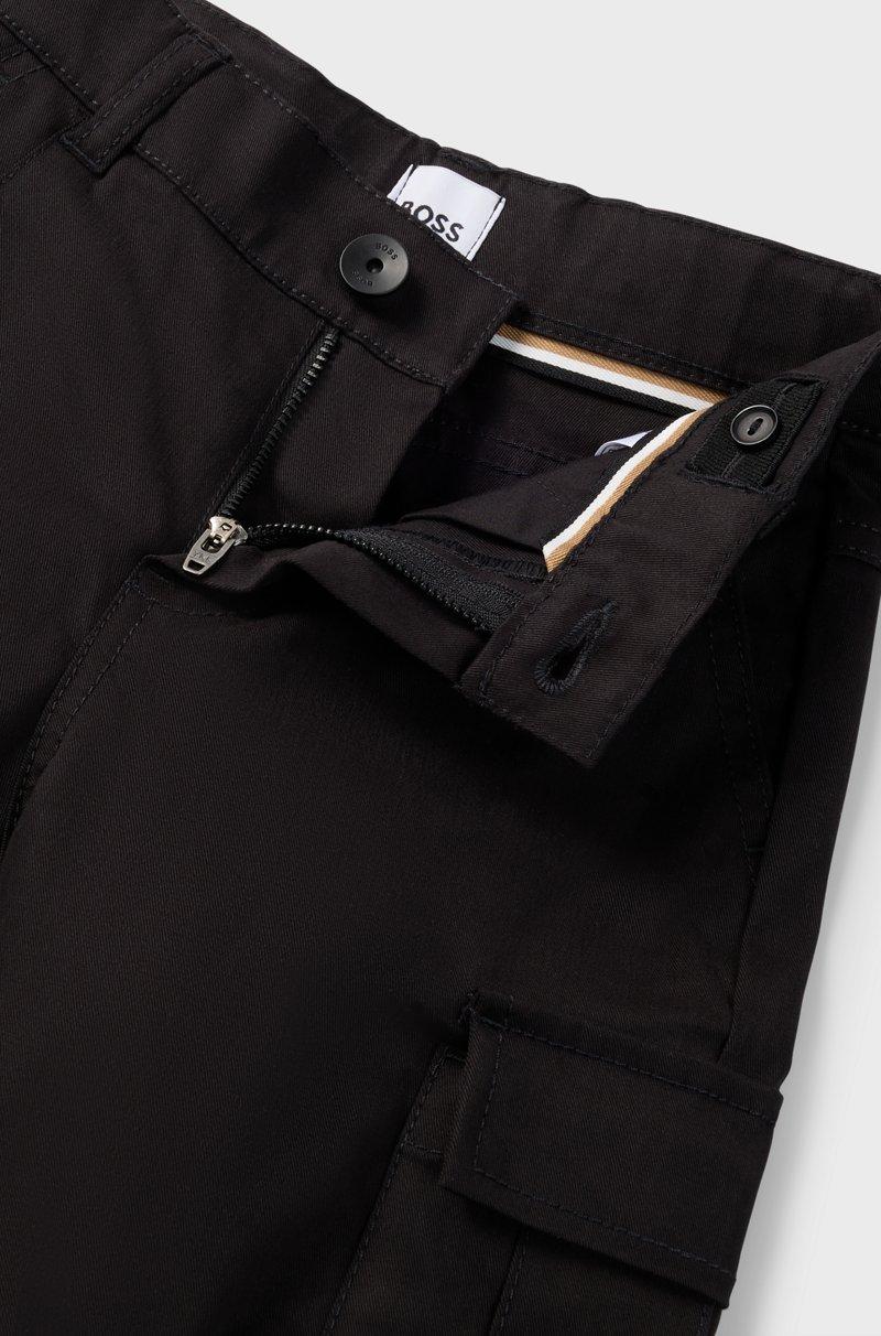 Hugo Boss Pantalones tapered fit en sarga de algodón elástico para niños Solo hoy
