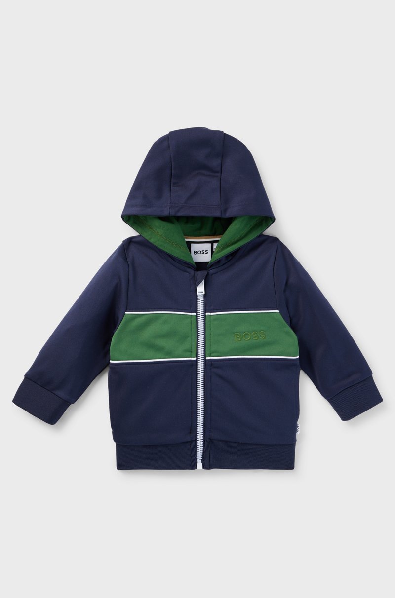 Hugo Boss Sudadera con capucha cremallera y logo bordado para niños Envío internacional gratuito
