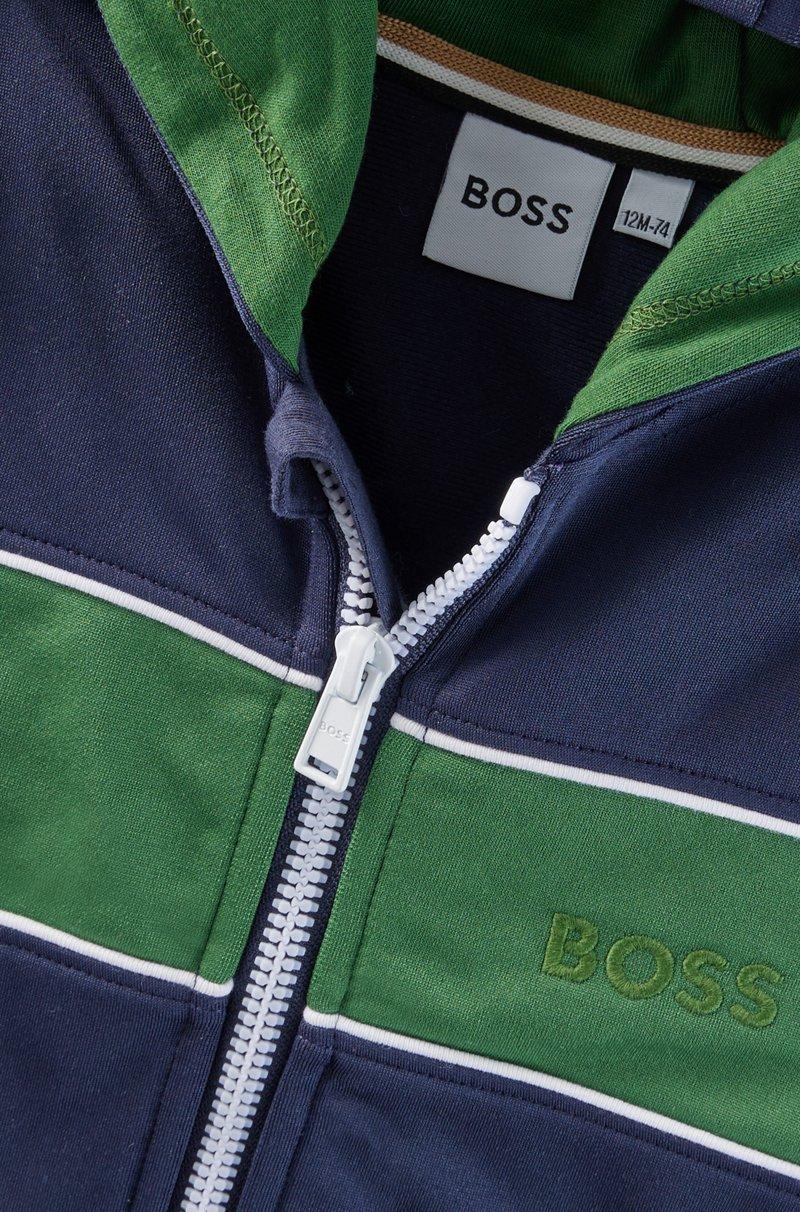 Hugo Boss Sudadera con capucha cremallera y logo bordado para niños Envío internacional gratuito