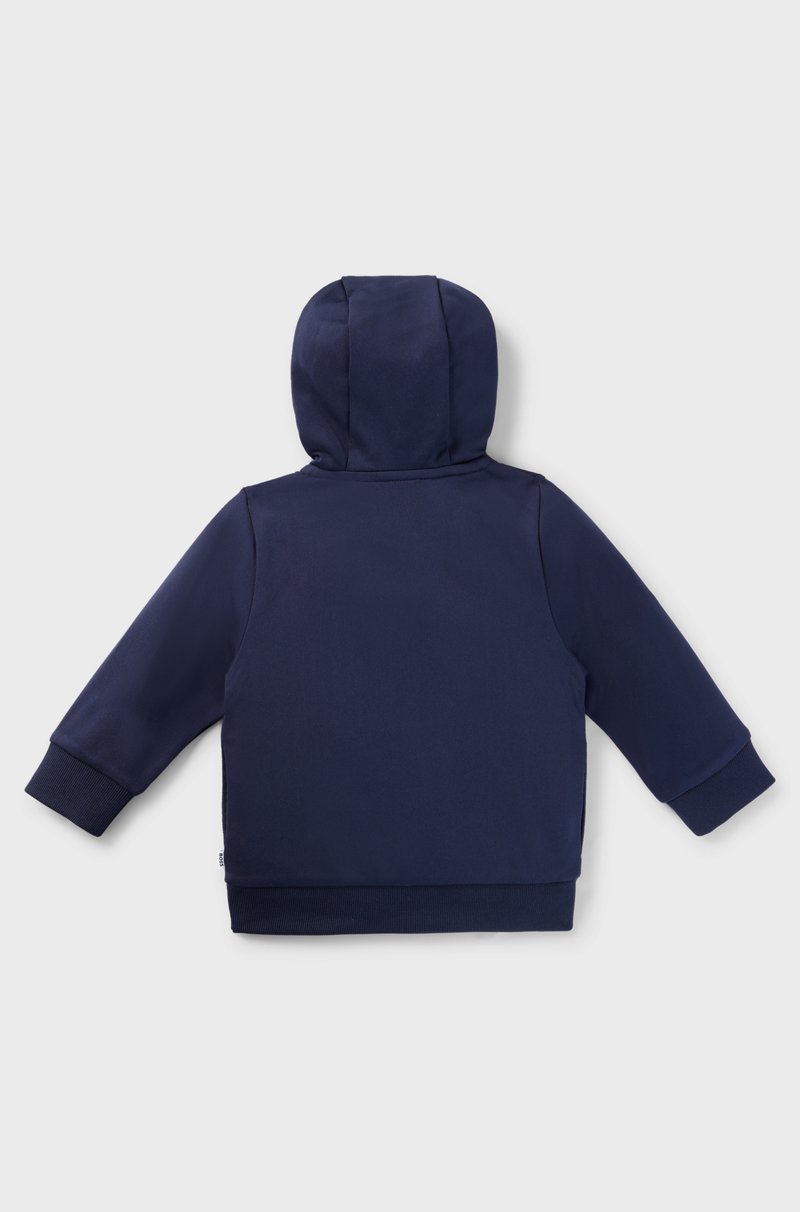 Hugo Boss Sudadera con capucha cremallera y logo bordado para niños Envío internacional gratuito