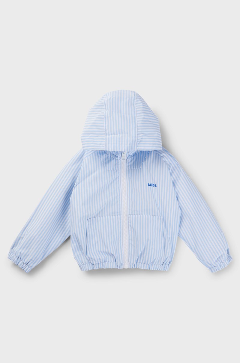 Hugo Boss Chubasquero para niños con capucha rayas y logo estampado