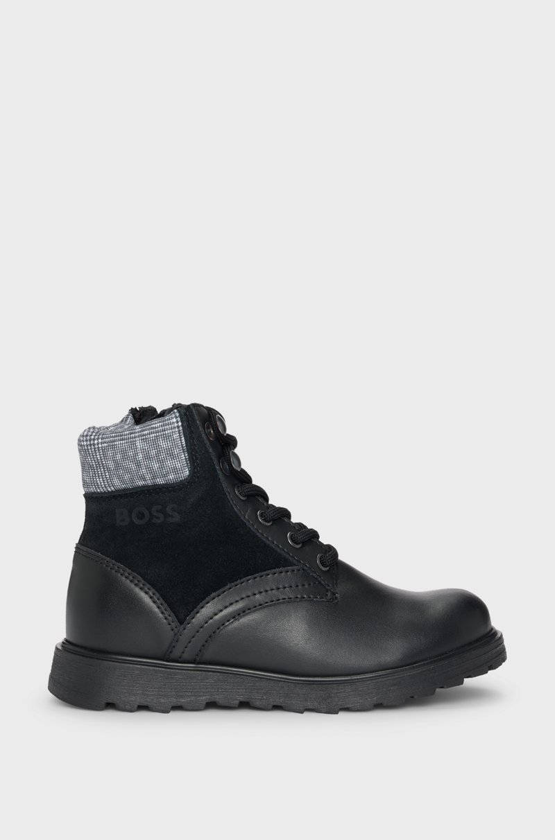 Hugo Boss Botas de piel para niños con forro de piel de cordero sintética