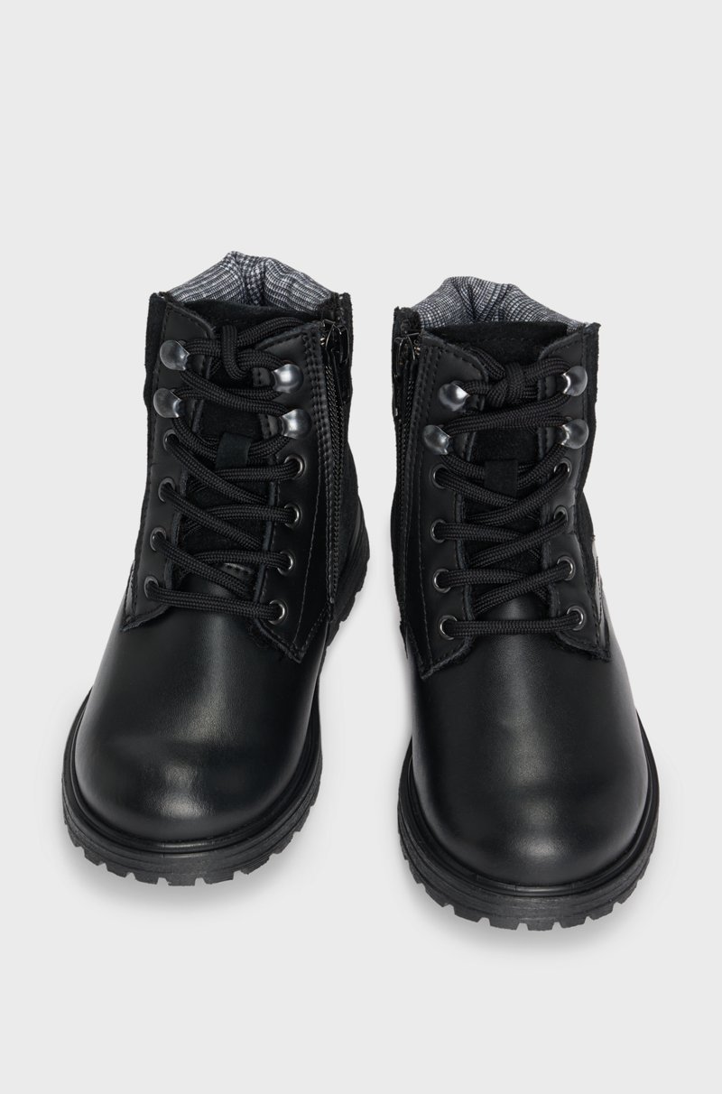 Hugo Boss Botas de piel para niños con forro de piel de cordero sintética Ofertas especiales