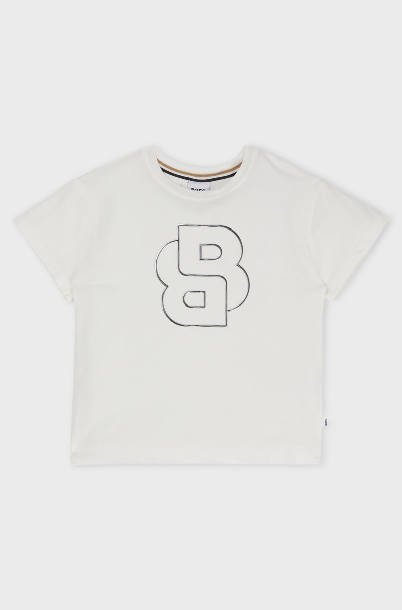 Hugo Boss Camiseta para niños en algodón elástico con monograma Double B Outlet