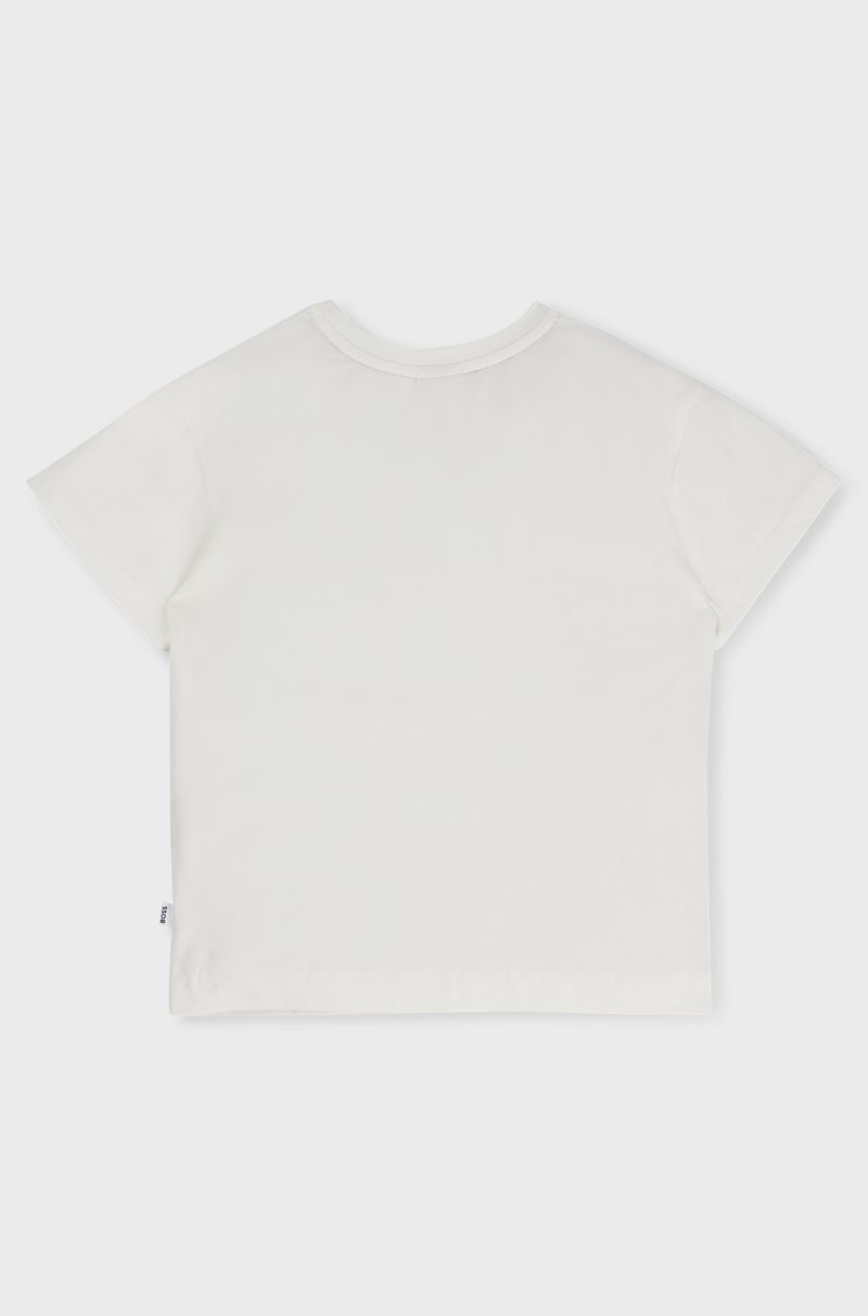 Hugo Boss Camiseta para niños en algodón elástico con monograma Double B Outlet