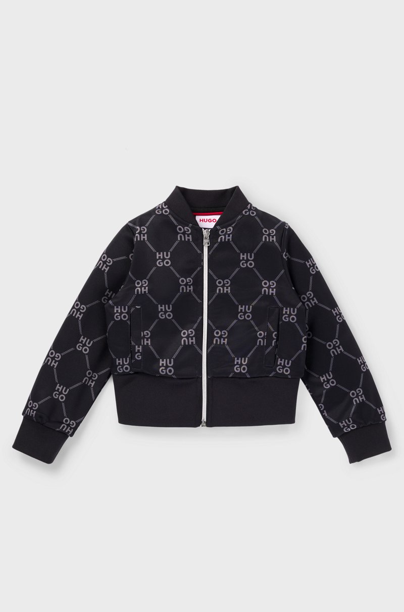 Hugo Boss Cárdigan de forro polar para niños con logos apilados Rebajas baratas