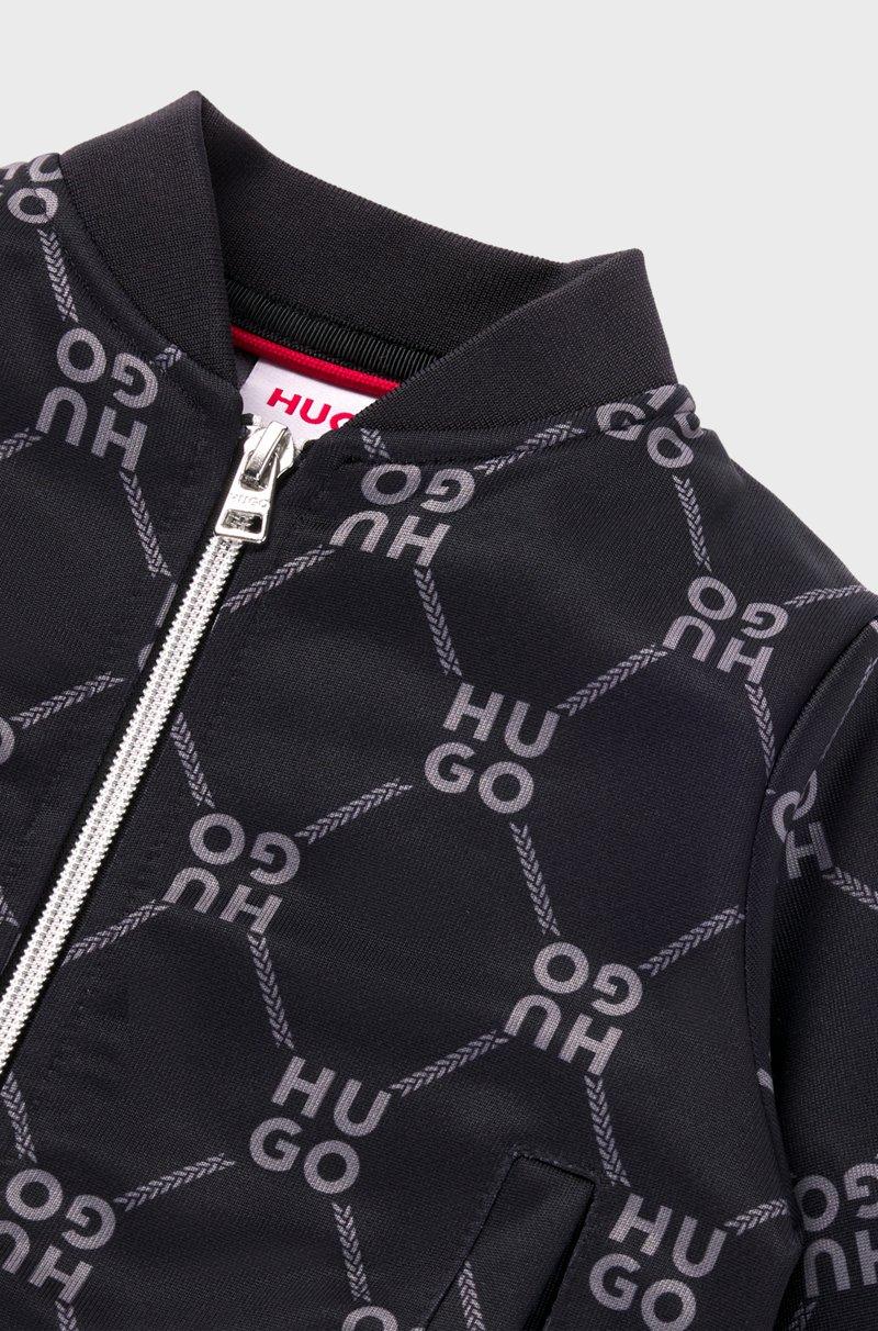 Hugo Boss Cárdigan de forro polar para niños con logos apilados Rebajas baratas