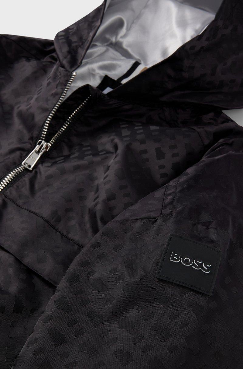 Hugo Boss Cazadora cortavientos para niños con capucha y estampado de monogramas Rebajas online