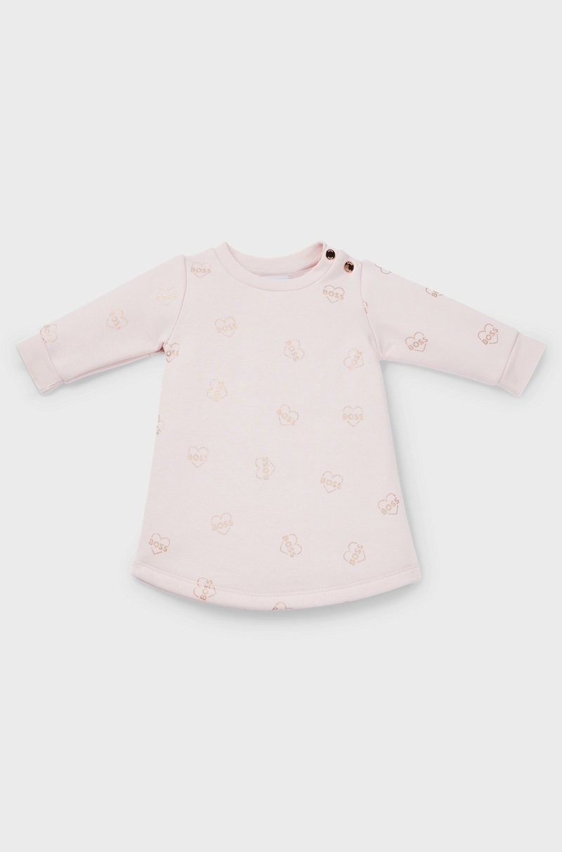 Hugo Boss Vestido de algodón con estampado integral de logo para bebés