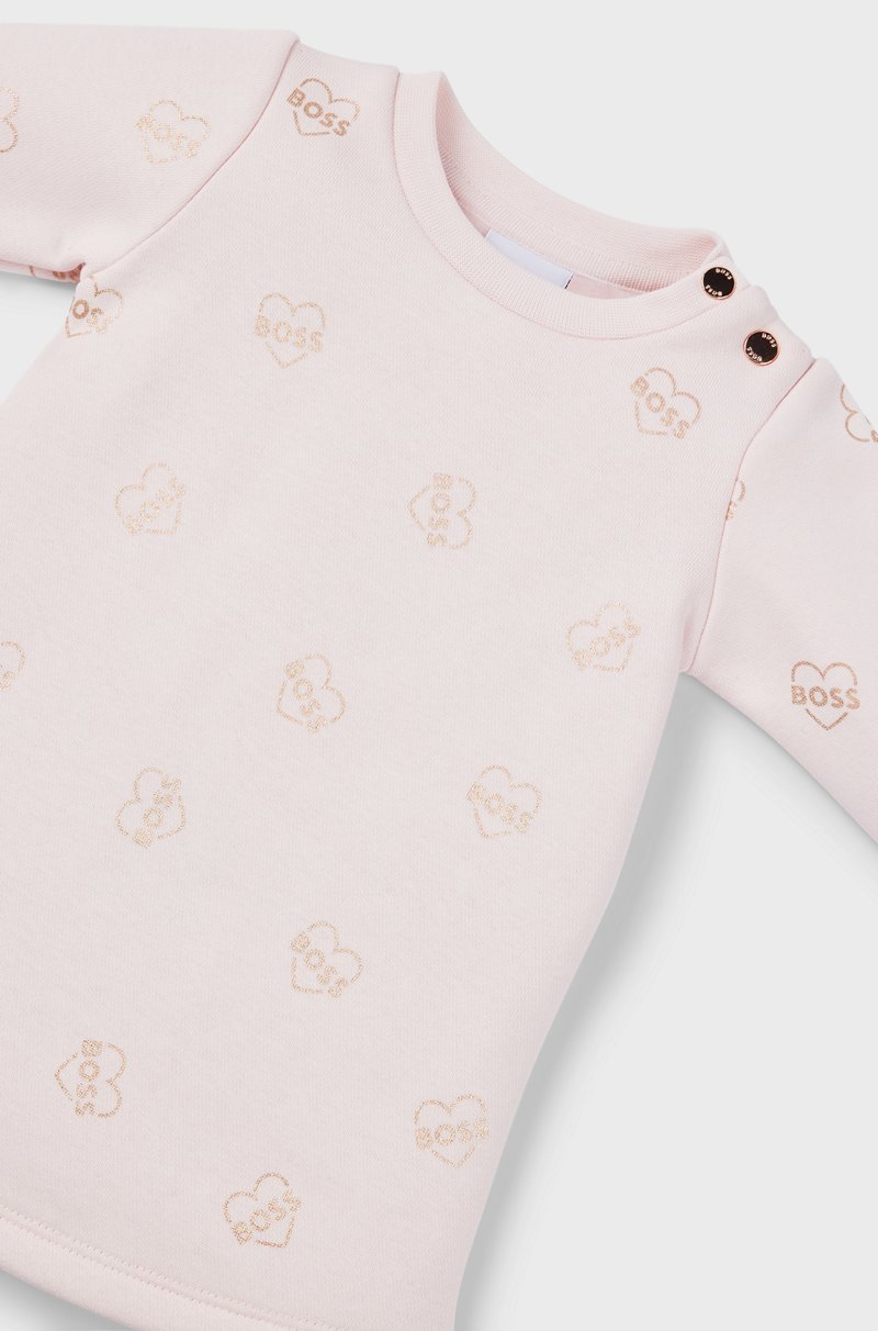 Hugo Boss Vestido de algodón con estampado integral de logo para bebés Rebajas top