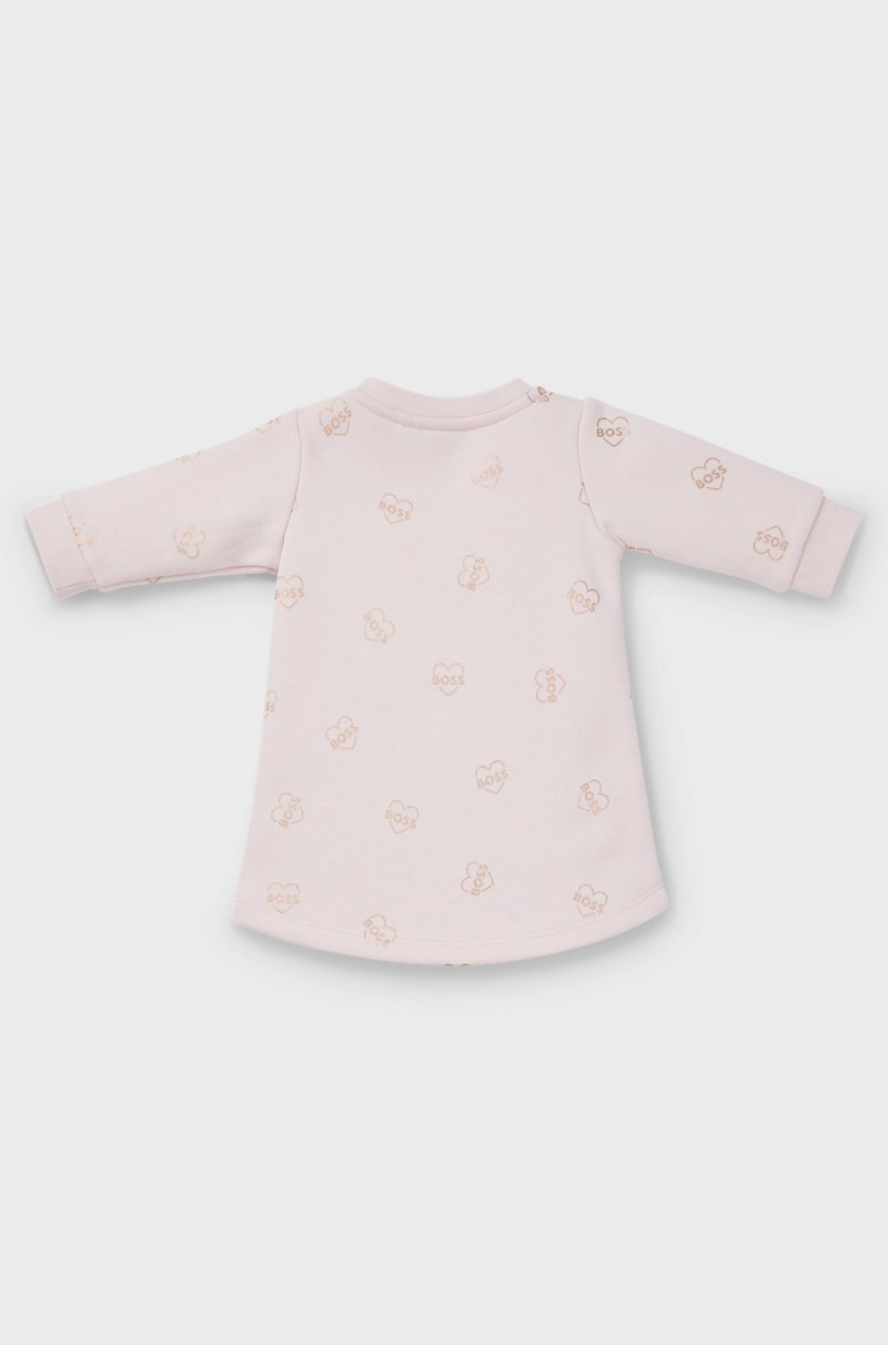 Hugo Boss Vestido de algodón con estampado integral de logo para bebés Rebajas top
