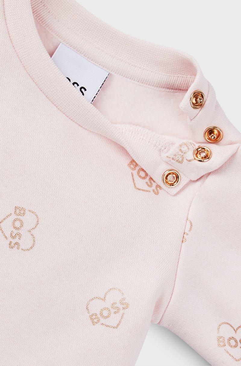Hugo Boss Vestido de algodón con estampado integral de logo para bebés Rebajas top