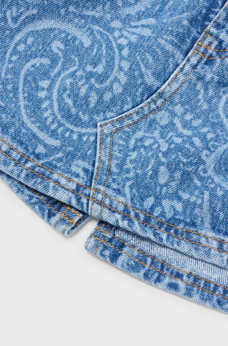 Hugo Boss Minifalda de denim elástico para niñas con estampado de diseño Paisley a láser Envío gratis