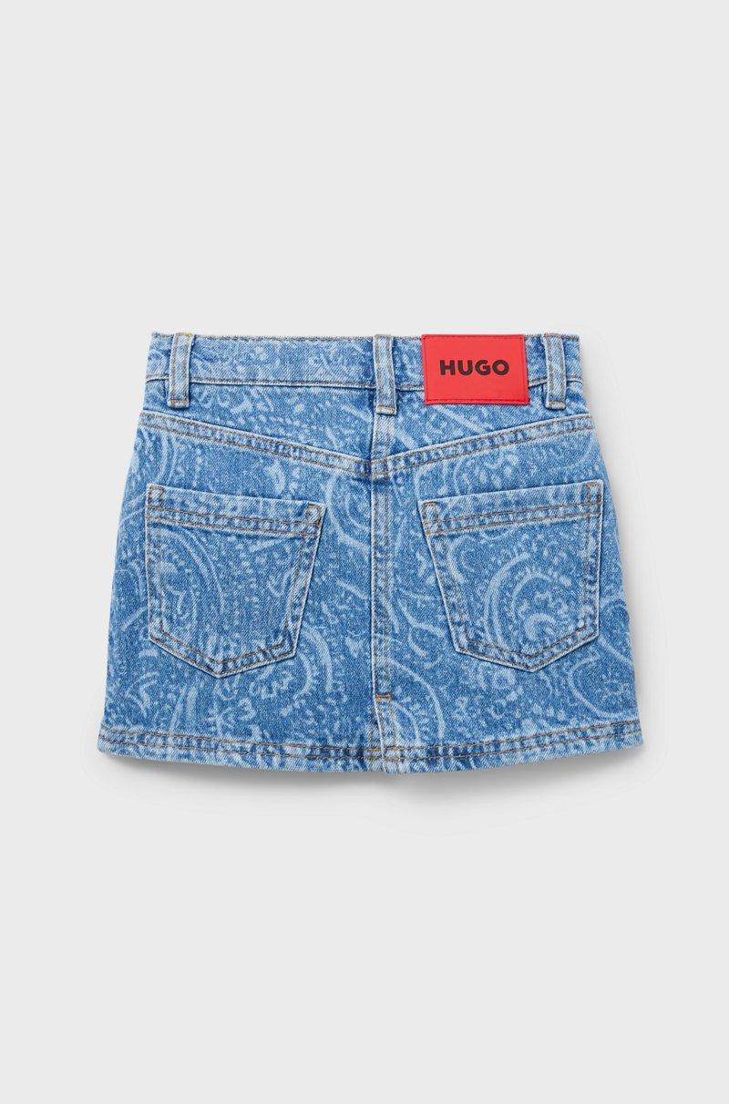 Hugo Boss Minifalda de denim elástico para niñas con estampado de diseño Paisley a láser Envío gratis