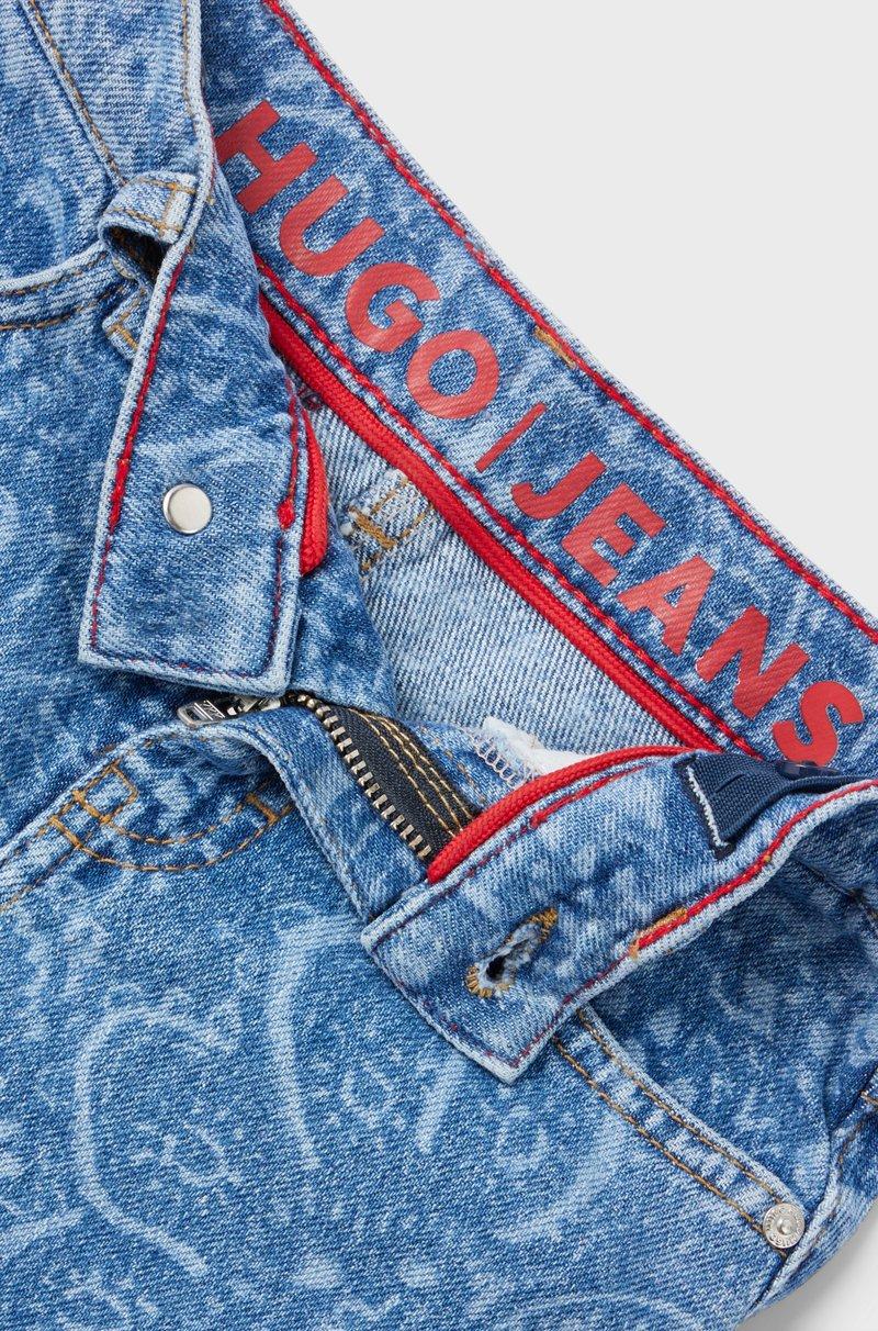 Hugo Boss Minifalda de denim elástico para niñas con estampado de diseño Paisley a láser Envío gratis