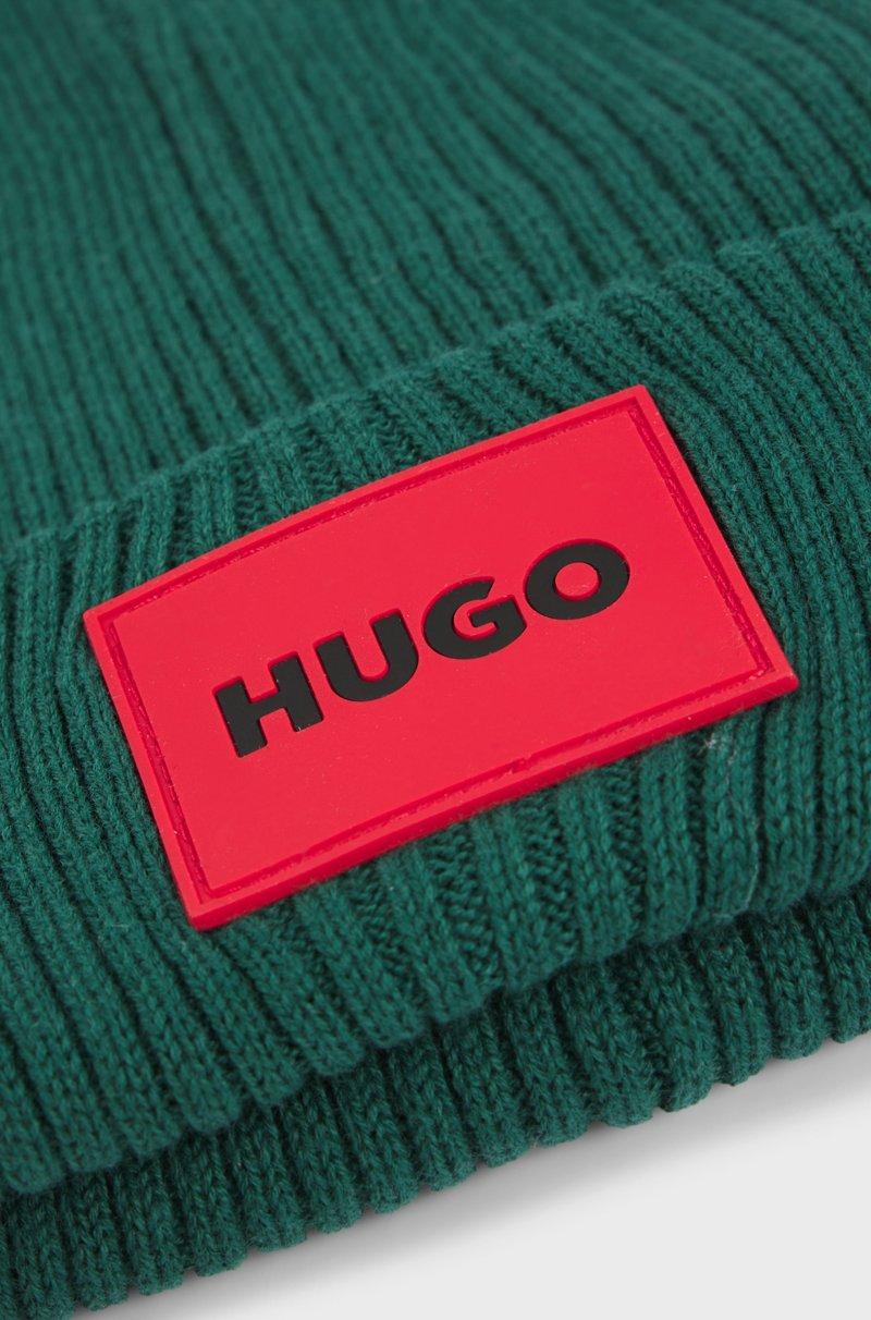 Hugo Boss Gorro de punto para niños con etiqueta de logo rojo Superdescuento