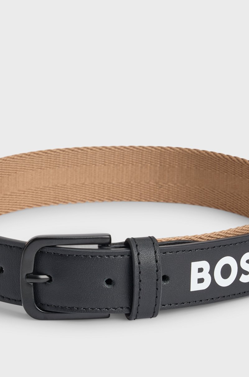 Hugo Boss Cinturón reversible en piel lisa y con textura para niños Oferta exclusiva
