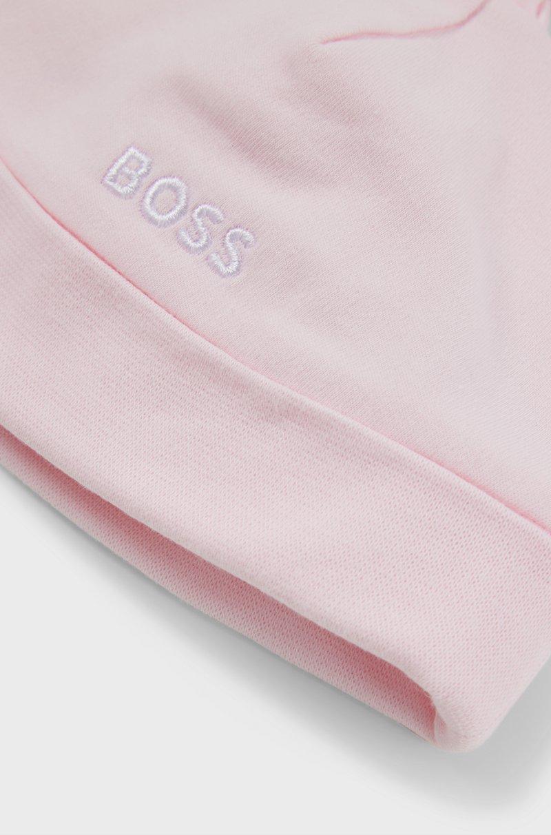Hugo Boss Gorro de bebé en algodón puro con logo estampado Descuento por venta flash