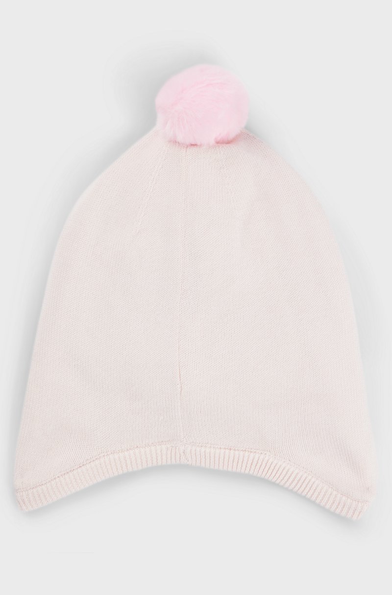 Hugo Boss Gorro de algodón con pompón y logo bordado para bebés Ofertas de temporada